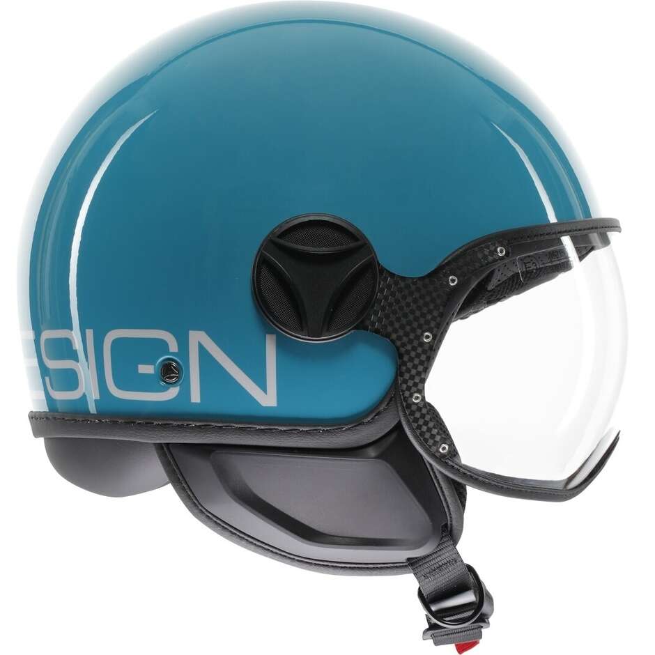 Momo Design FGTR CLASSIC Candy Lake Blau Weiß Motorrad Jethelm