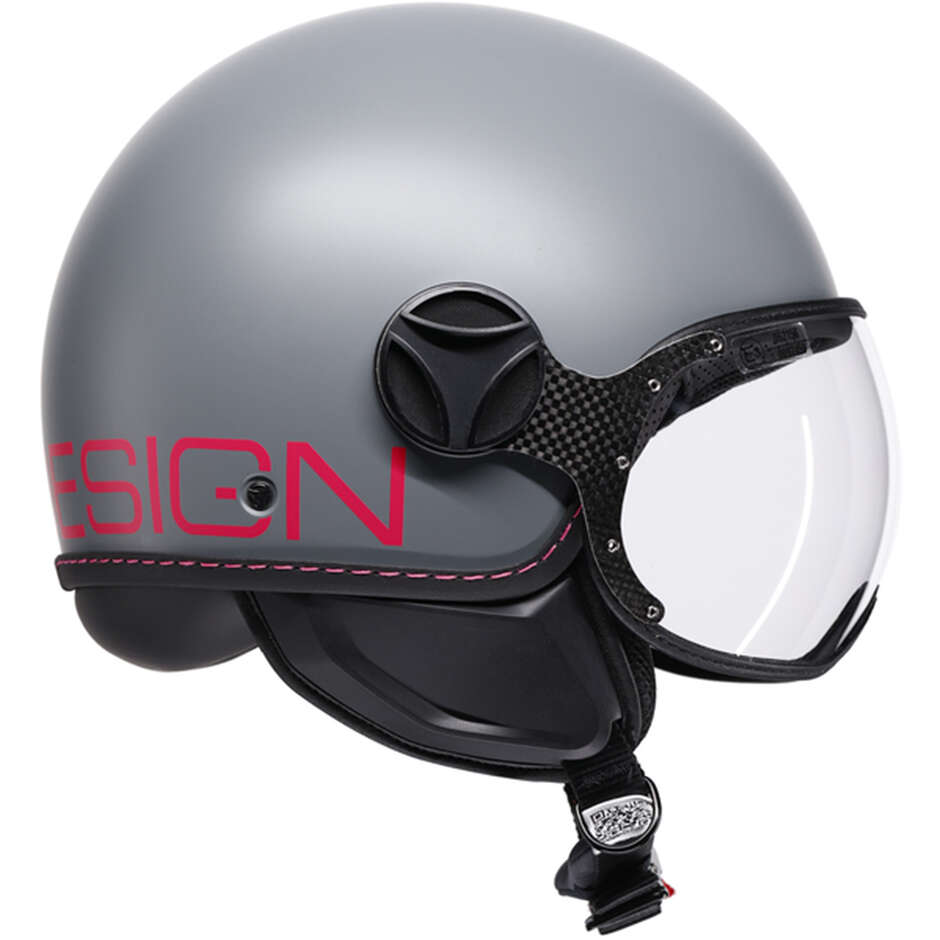 Momo Design FGTR CLASSIC Jet-Motorradhelm Mattgrau Fuchsia Fluo