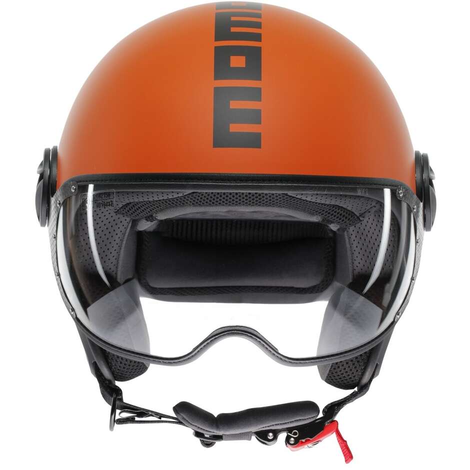 Momo Design FGTR CLASSIC Jet Motorradhelm Mono Orange Matt Schwarz