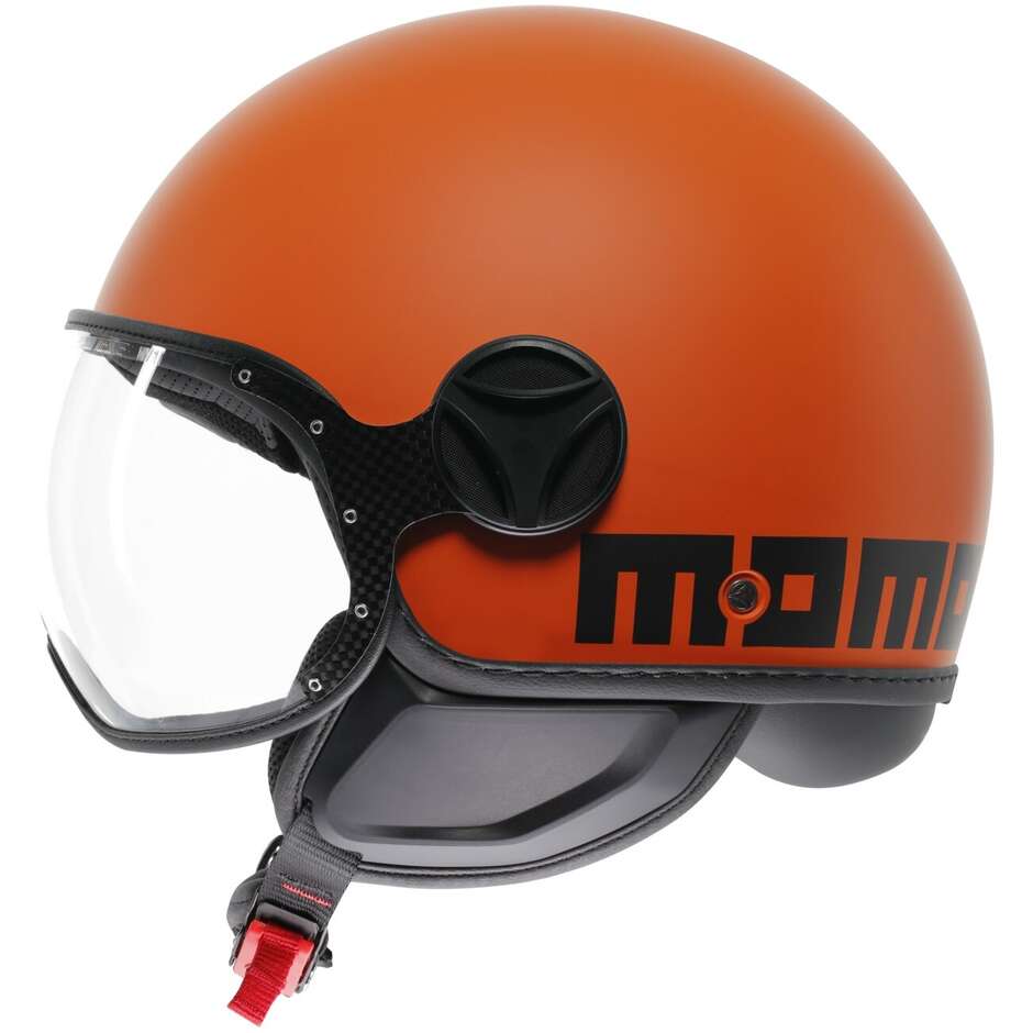 Momo Design FGTR CLASSIC Jet Motorradhelm Mono Orange Matt Schwarz