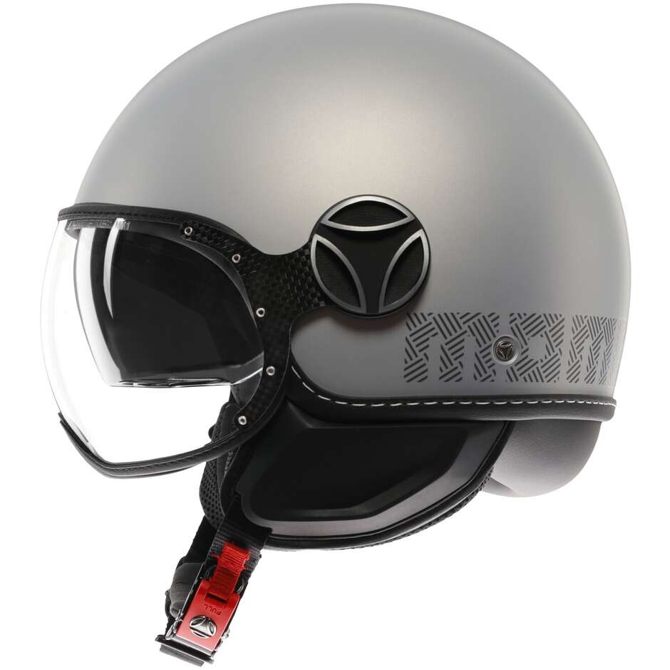 Momo Design FGTR EVO Hip Motorrad Jethelm Mattgrau Cerulean Grau