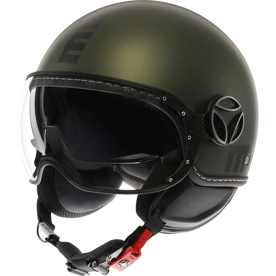 Momo Design FGTR EVO Motorrad Jethelm Mono Grün Matt Schwarz