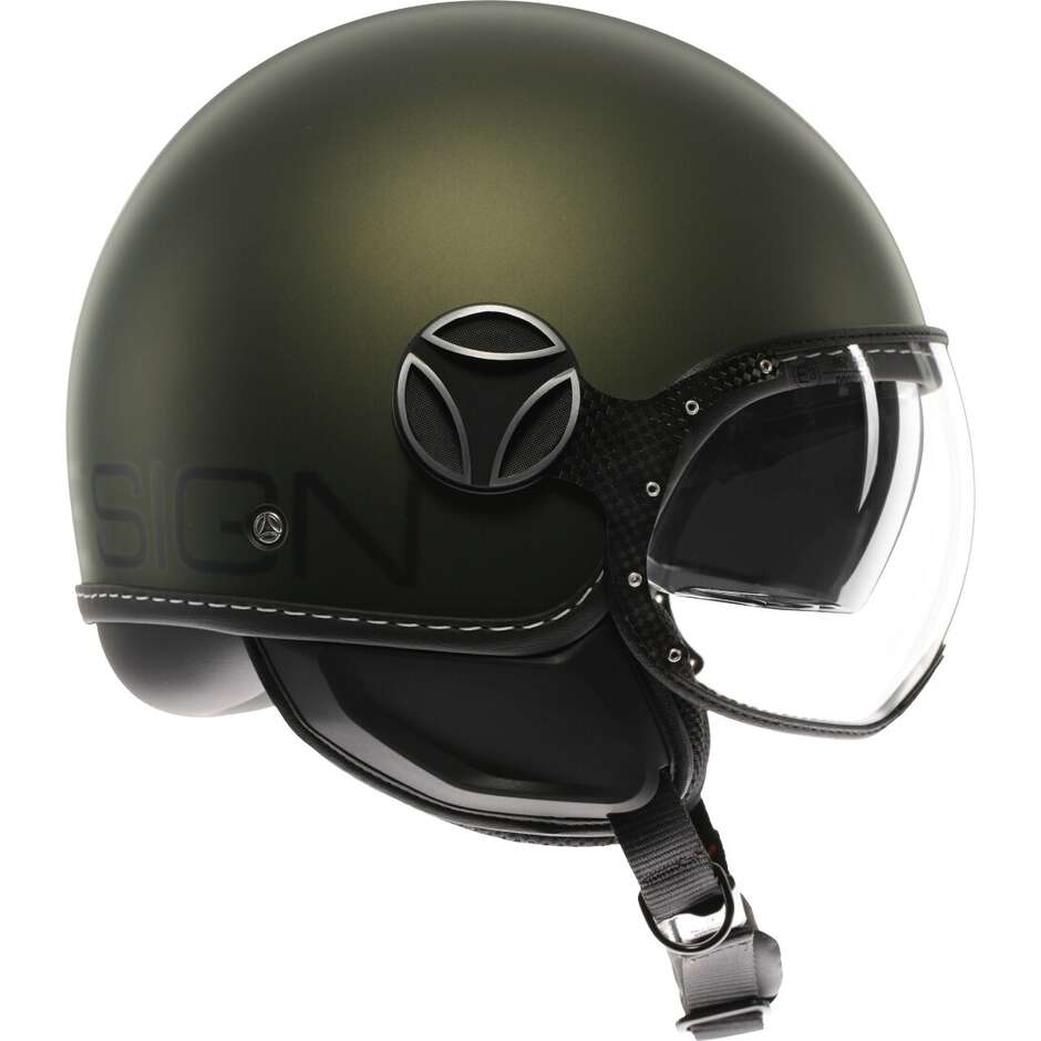 Momo Design FGTR EVO Motorrad Jethelm Mono Grün Matt Schwarz