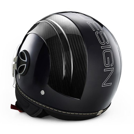 Momo Jet Moto Helmet Design Avio Pro Black Polished Carbon Outline Silver