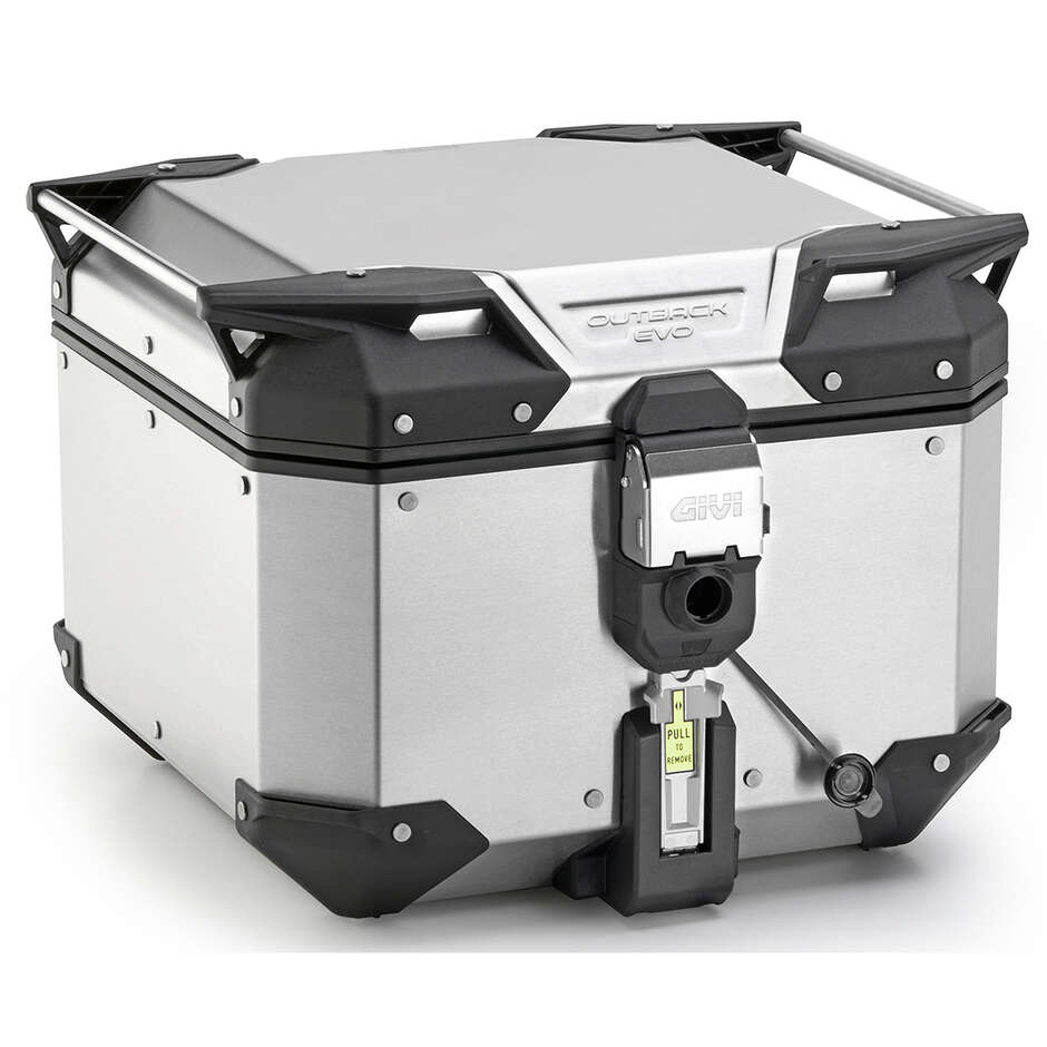 Monokey Motorrad-Topcase Givi OBKEV42 TREKKER OUTBACK EVO SMART Sicherheitsschloss, natürliches Aluminium, 42 Liter