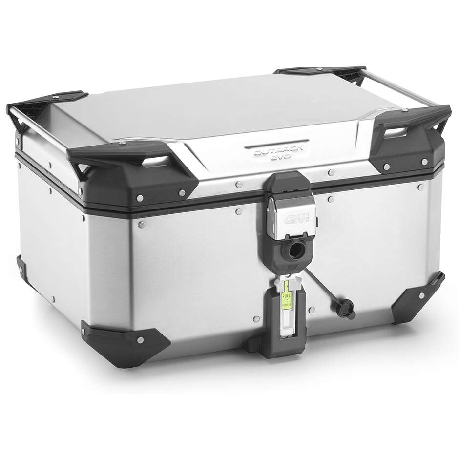 Monokey Motorrad-Topcase Givi OBKEV58 TREKKER OUTBACK EVO SMART Sicherheitsschloss, natürliches Aluminium, 58 Liter