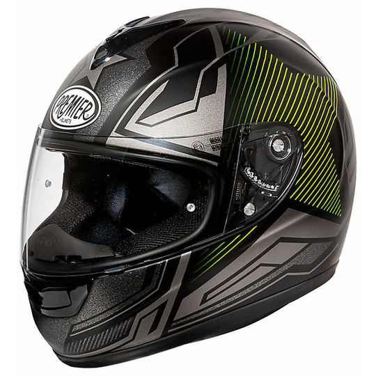 MONZA ST Y 9bm Fiber Optic Integral Motorcycle Helmet Black Matt Yellow