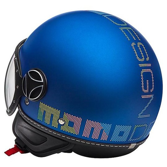 Motiv-Jet-Helm Momo Design FGTR PIXEL Matt Blau Aufkleber Multicolor