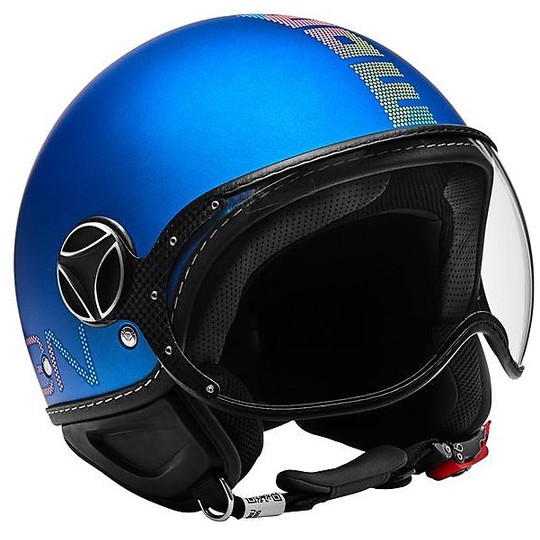 Motiv-Jet-Helm Momo Design FGTR PIXEL Matt Blau Aufkleber Multicolor