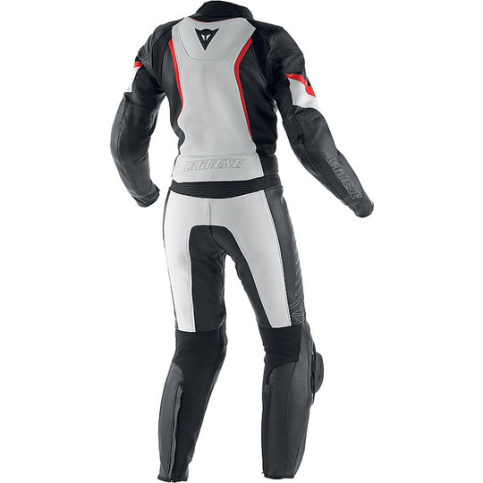 Moto Arbeitskleidung Woman Divisible Dainese Racing Leather Weiss Schwarz Rot