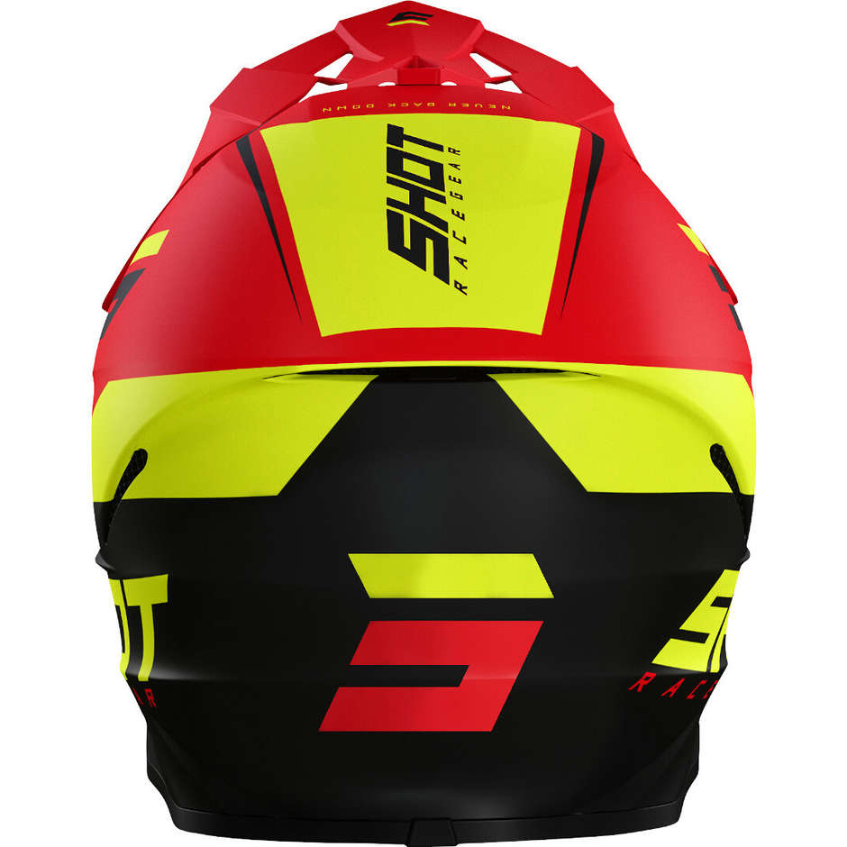 Moto Cross Enduo Helmet Shot FURIOUS CHASE NEON Red Yellow Opaque