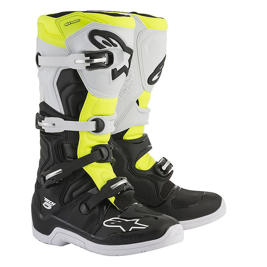 Moto Cross Enduro Alpinestars Tech Boots 5 Black / White / Yellow Fluo