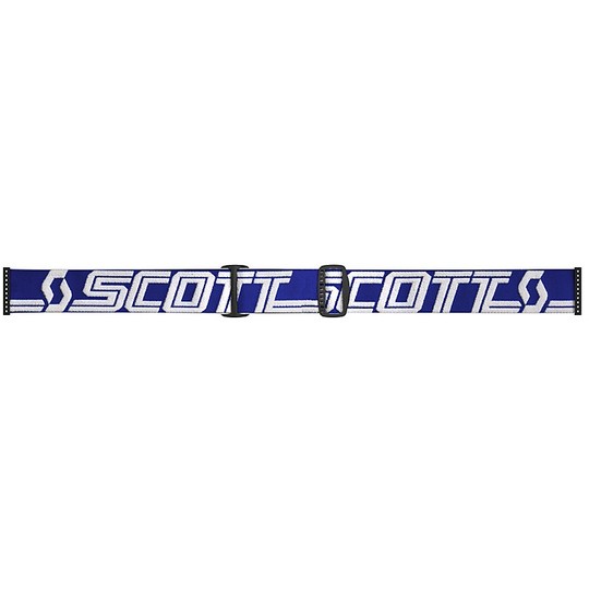 Moto Cross Enduro Brille Scott Hustle X MX Blau Weiß Transparente Linse