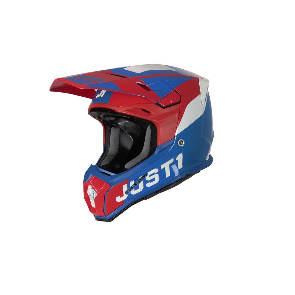 Moto Cross Enduro Child Helmet in Carbon Just1 J22 ADRENALINE Red Blue