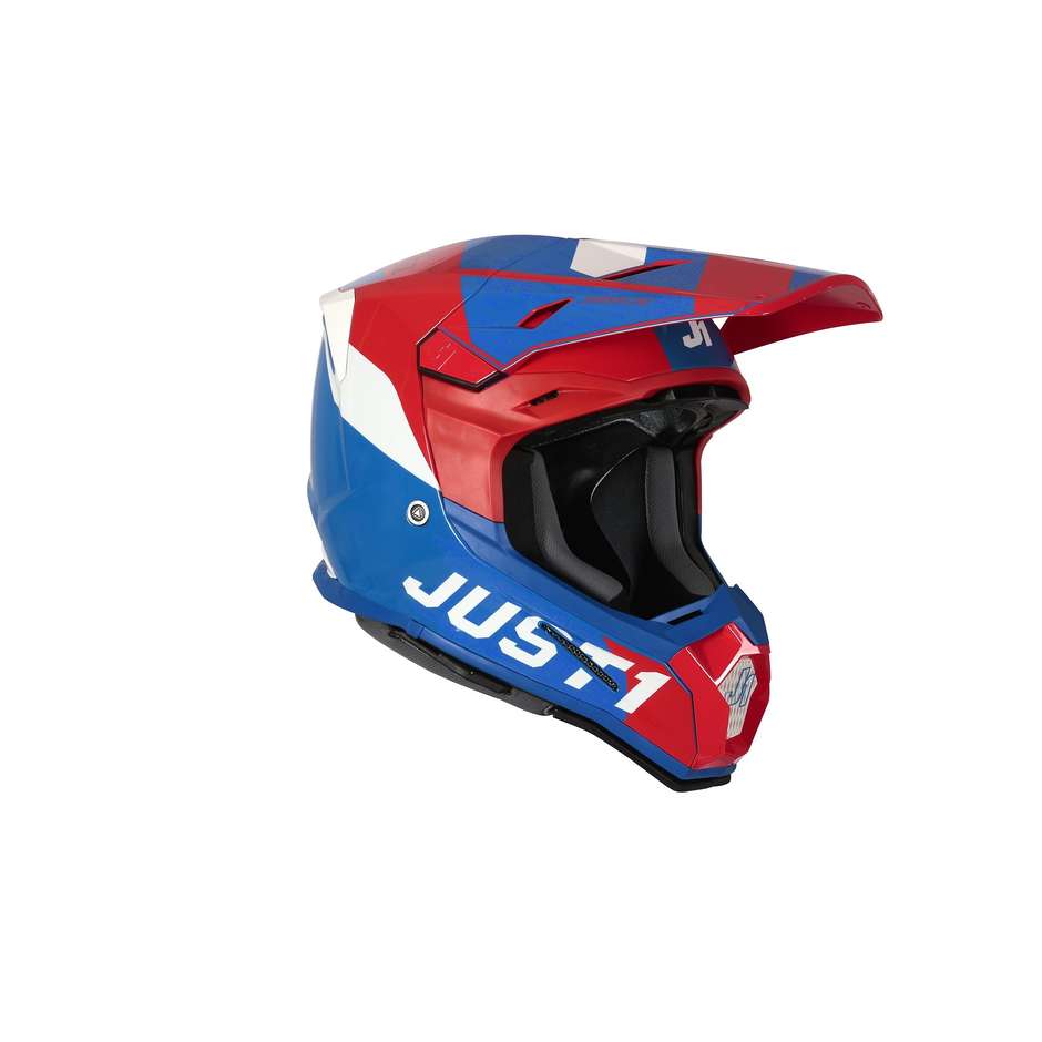 Moto Cross Enduro Child Helmet in Carbon Just1 J22 ADRENALINE Red Blue