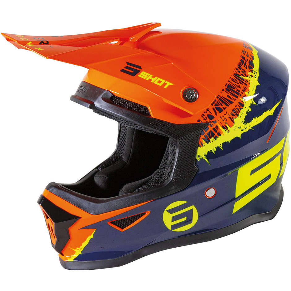 Moto Cross Enduro Child Helmet Shot Furios Storm Orange Blue