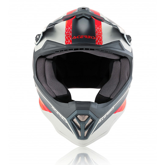 Moto Cross Enduro Children's Helmet Acerbis STEEL JUNIOR Red Gray