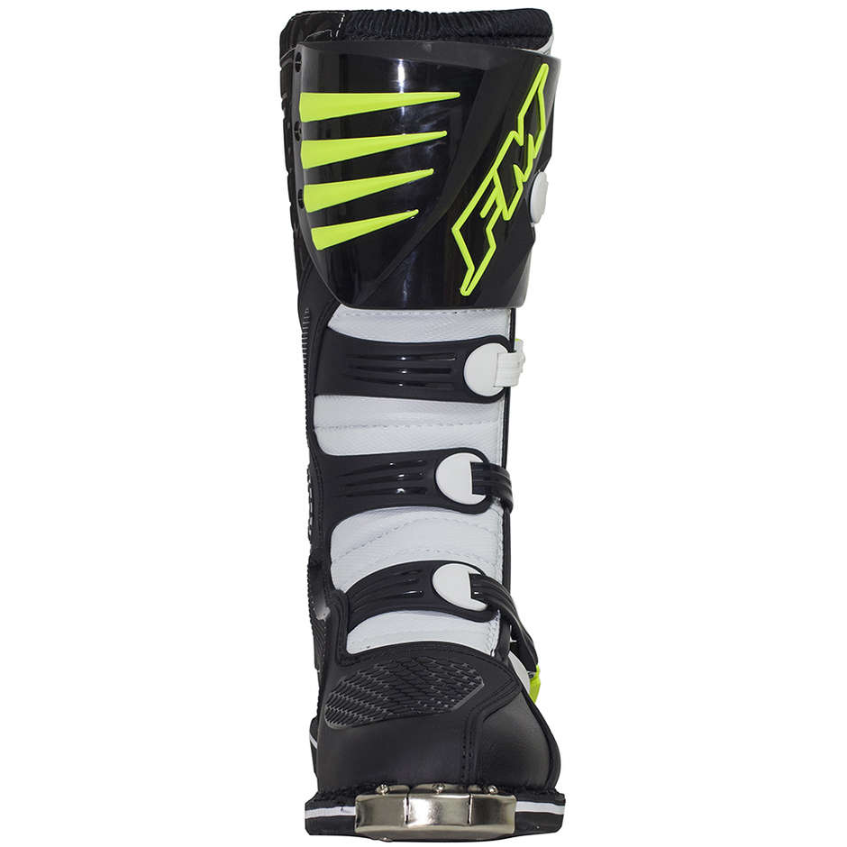 Moto Cross Enduro FM Racing THUNDER 2 ENDURO Stiefel Weiß Gelb Fluo