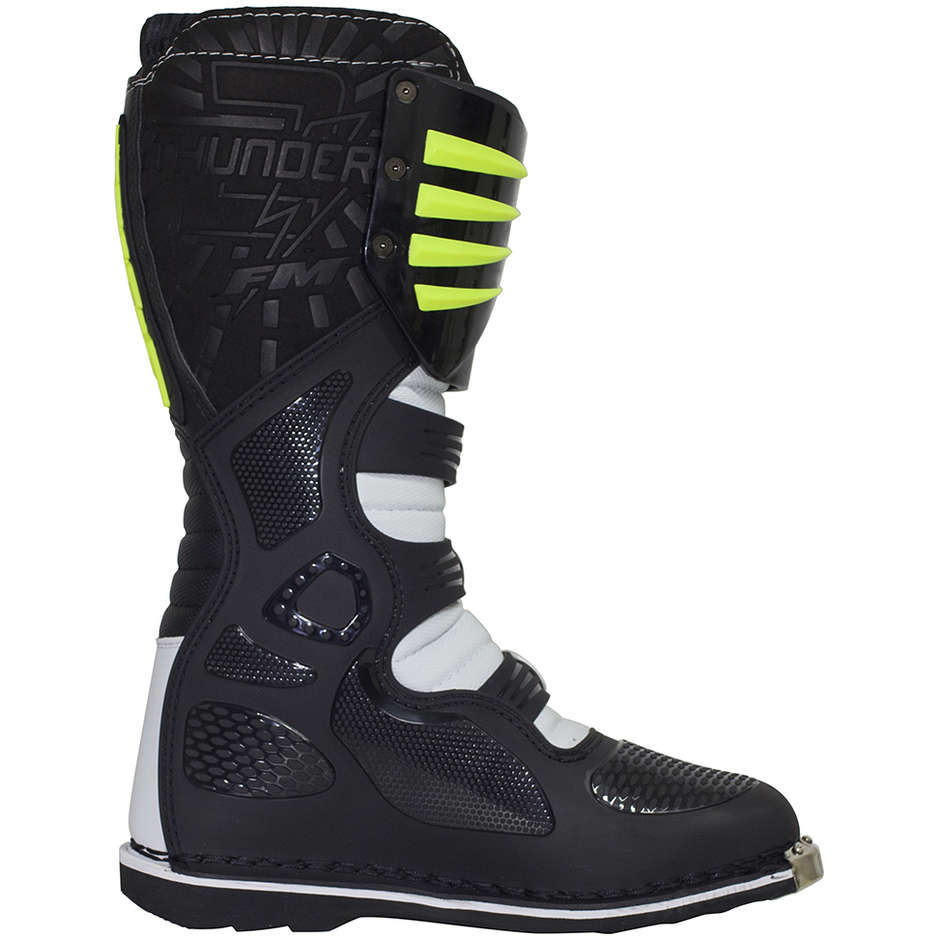 Moto Cross Enduro FM Racing THUNDER 2 ENDURO Stiefel Weiß Gelb Fluo