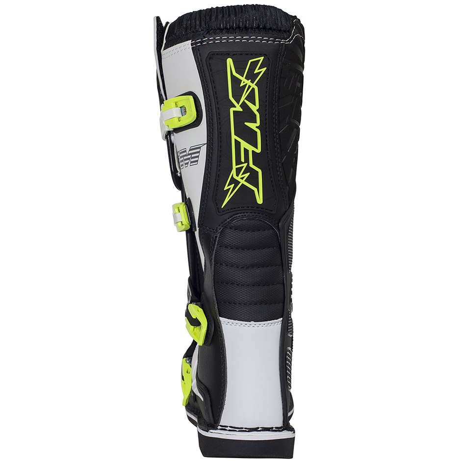 Moto Cross Enduro FM Racing THUNDER 2 ENDURO Stiefel Weiß Gelb Fluo