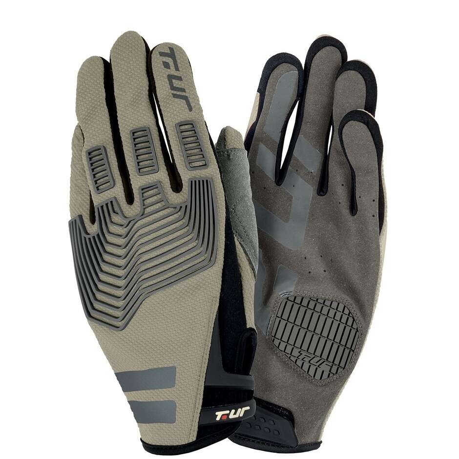 Moto Cross Enduro Gloves T'ur G-THREE Gray Sand