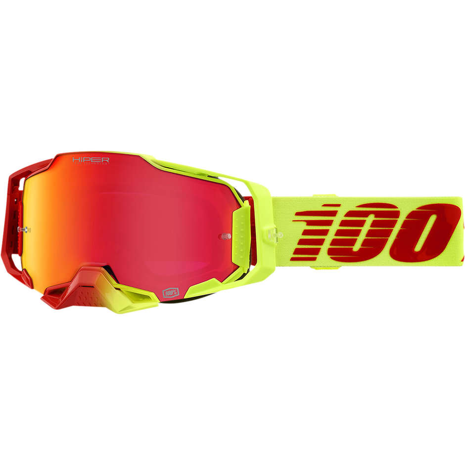 Moto Cross Enduro Goggles 100% ARMEGA HiPER SOLARIS Red Lens