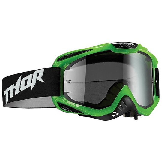 Moto Cross Enduro Goggles Mask Thor Ally Trans Green Twin Lens