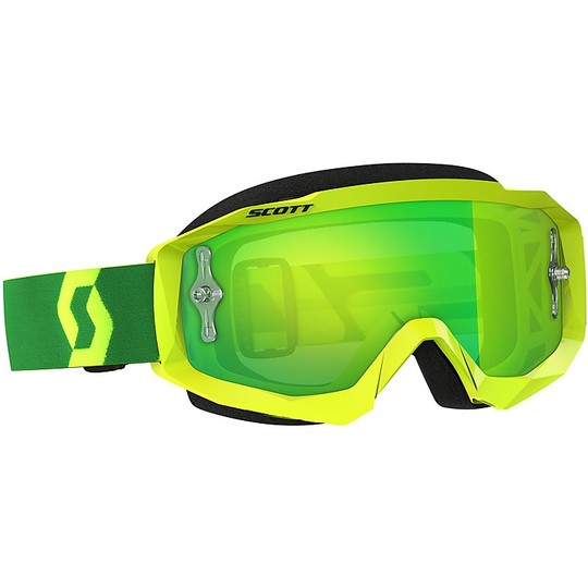 Moto Cross Enduro Goggles Scott Hustle MX Chromo Gelb Grün Objektiv-Green + Klare Sichtscheibe