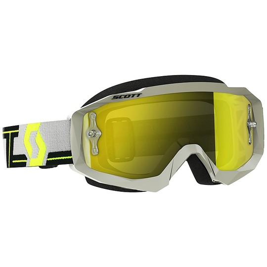 Moto Cross Enduro Goggles Scott Hustle MX Grau-Gelb-Linse Chromo Gelb + Klare Sichtscheibe