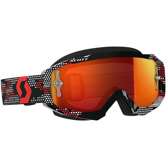 Moto Cross Enduro Goggles Scott Hustle MX Schwarz-Red Linse Chromo Orange + Klare Sichtscheibe