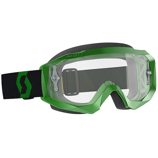 Moto Cross Enduro Goggles Scott Hustle X MX Green Black Transparent lens