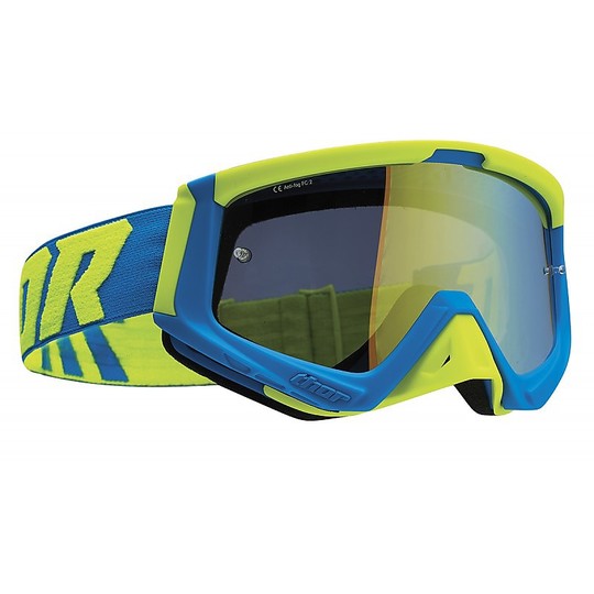 Moto Cross Enduro Goggles Thor Sniper S20 Yellow Blue Lens Mirror lime