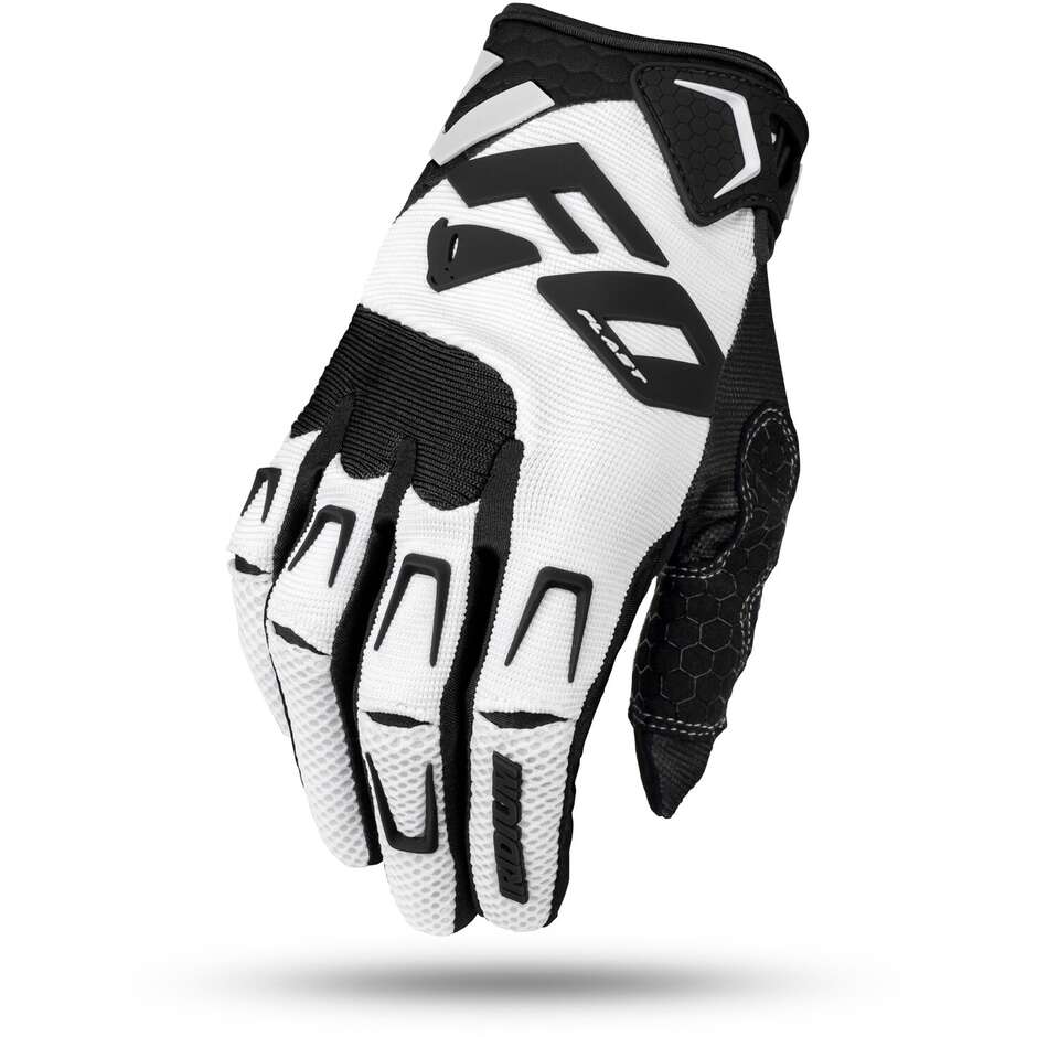 Moto Cross Enduro Handschuhe Ufo IRIDIUM Weiß Schwarz