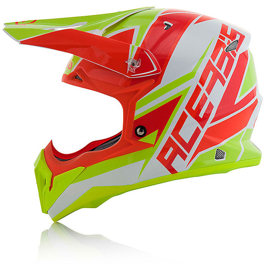 Moto Cross Enduro Helm Acerbis Auswirkungen 3.0 Rot / Gelb Fluo