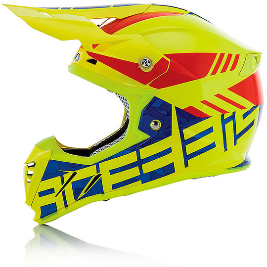 Moto Cross Enduro Helm Acerbis Profil 3.0 Blackmamba Fluorescent Gelb / Blau