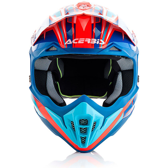 Moto Cross Enduro Helm Acerbis Schlag 3.0 Fluo Rot / Blau