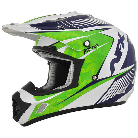 Moto Cross Enduro Helm Afx FX-17 Factor Complex Pearly Weiß Grün