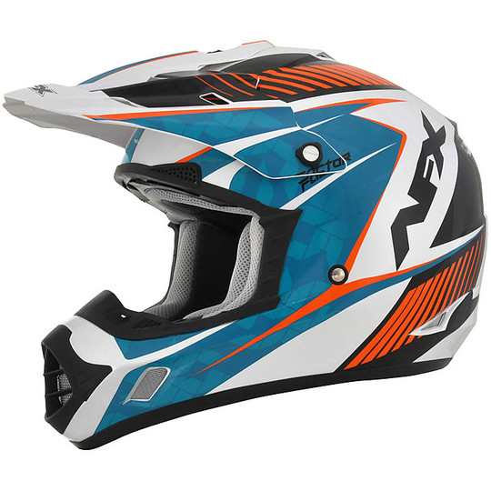 Moto Cross Enduro Helm Afx FX-17 Factor Complex Pearly Weiß Orange