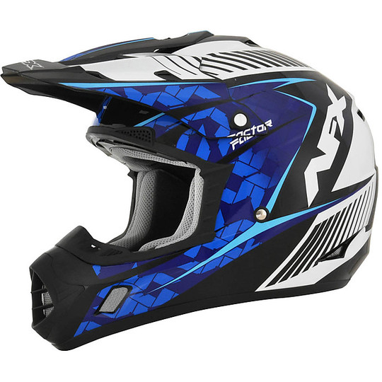 Moto Cross Enduro Helm Afx FX-17 Factor Complex Pearly White Blue