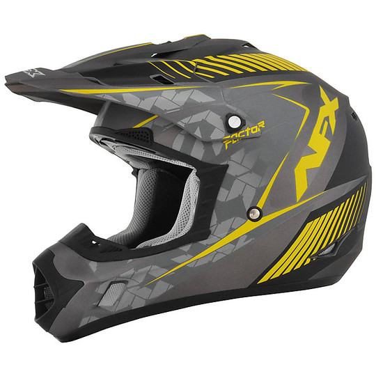 Moto Cross Enduro Helm Afx FX-17 Factor Frost Grau Gelb