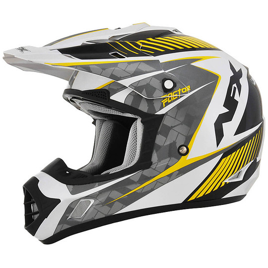 Moto Cross Enduro Helm Afx FX-17 Factor Pearly Weiß Gelb