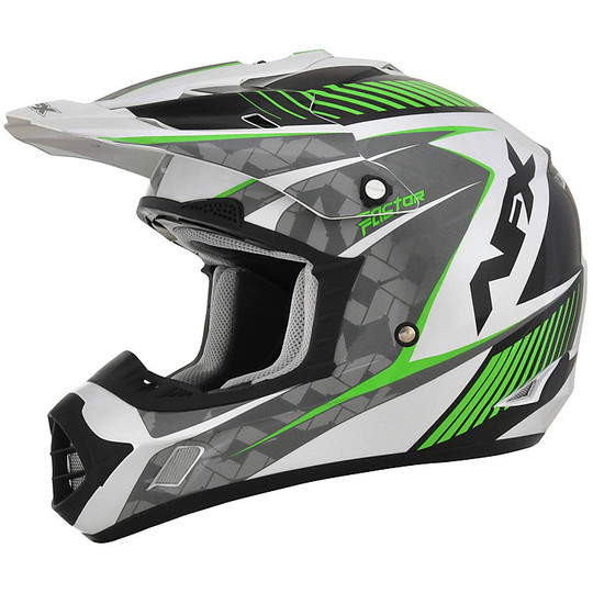Moto Cross Enduro Helm Afx FX-17 Factor Pearly Weiß Grün
