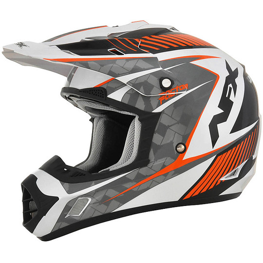 Moto Cross Enduro Helm Afx FX-17 Factor Pearly Weiß Orange