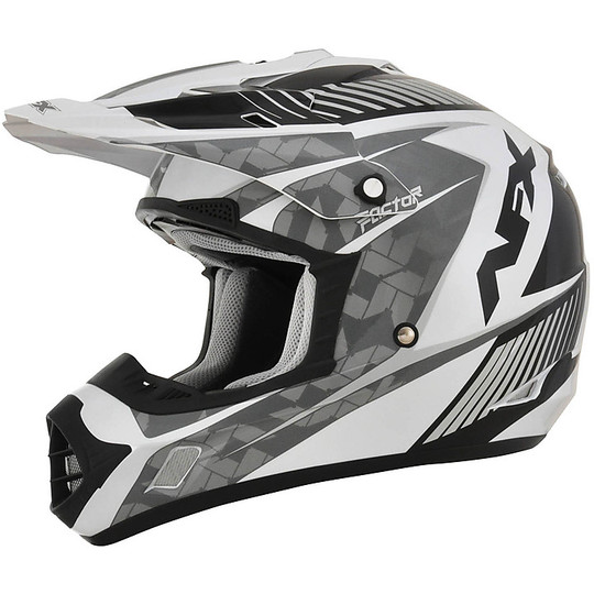 Moto Cross Enduro Helm Afx FX-17 Factor Pearly White Silver