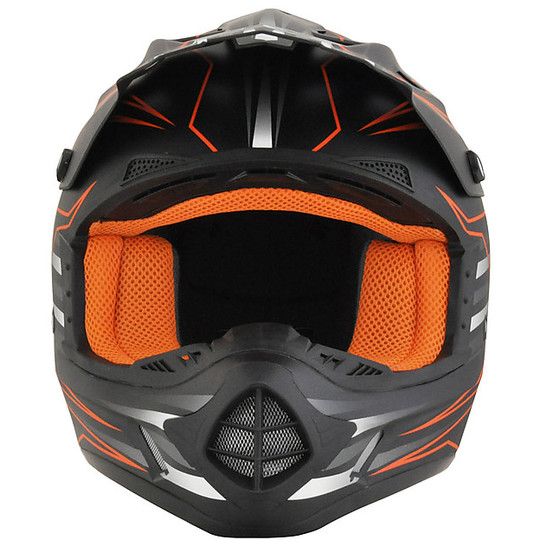 Moto Cross Enduro Helm Afx FX-17 Mainline Schwarz Orange Fluo