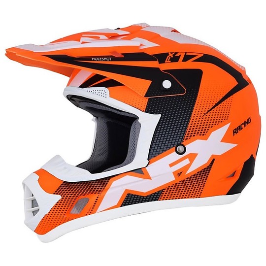 Moto Cross Enduro Helm AFX FX-17 Schwarz Orange Holeshot Matt White
