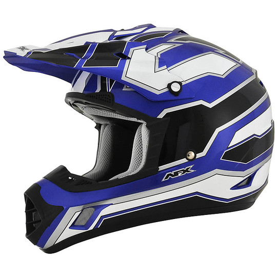 Moto Cross Enduro Helm Afx FX-17 Weiß Schwarz Blau Works