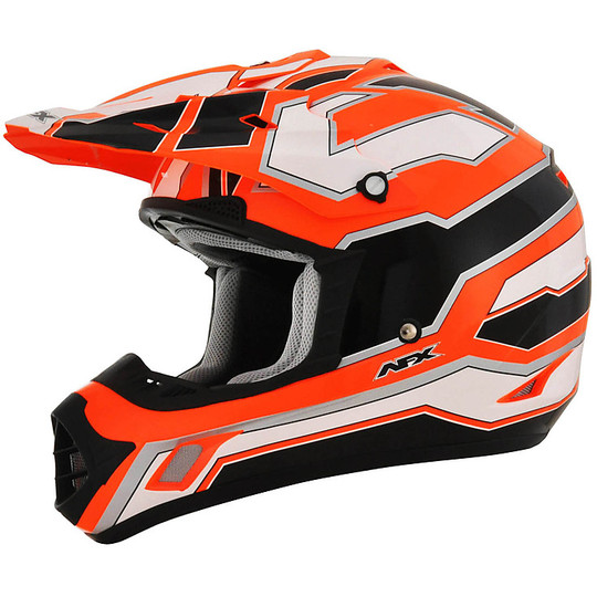 Moto Cross Enduro Helm Afx FX-17 Werke Weiß Schwarz Orange