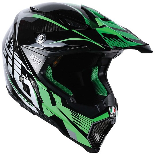 Moto Cross Enduro Helm AGV AX-8 Evo Carbon Green Grau Multi