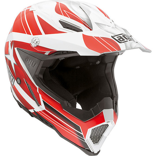 Moto Cross Enduro Helm AGV AX-8 Evo Flastar Weiß / Rot